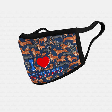 Dog Gift Idea - I Love Dachshund On Blue For Dog Lovers - Cloth Mask